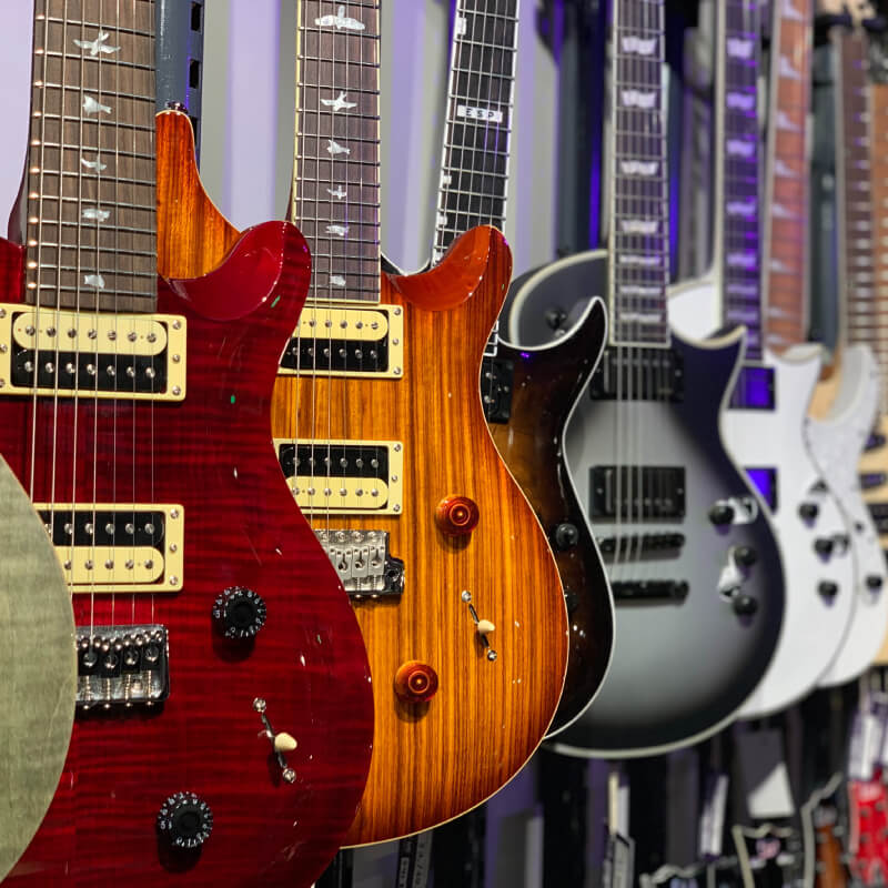 Image of guitars lined up